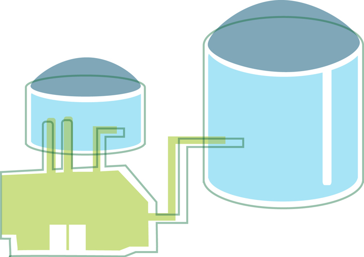 Illustration av biogasanläggning.